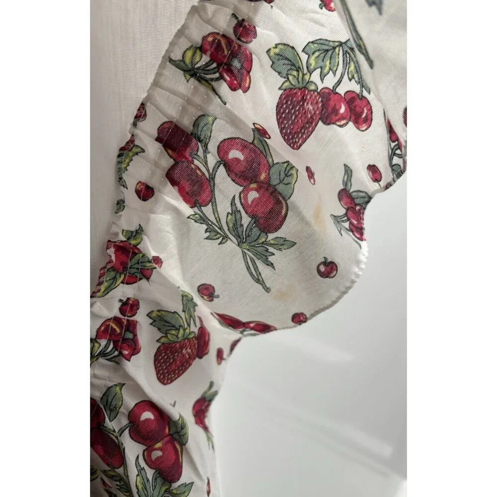 Vtg. Strawberry Apple Fruit Kitchen Cafe Curtains Valance Cottage Core Farmhouse